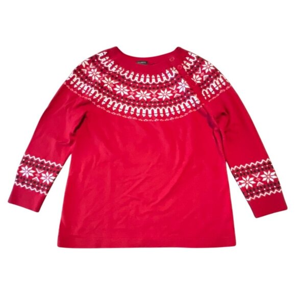 Talbots Red White Fair Isle Nordic Lambswool Blend Sweater Size M - Picture 1 of 7